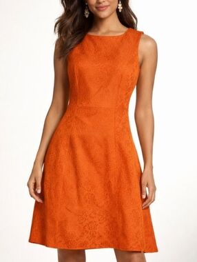 Eva Mendes Jacquard Orange Cotton Mini Dress 6
